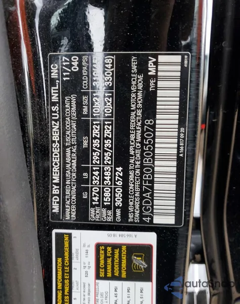 2018 Mercedes-Benz Gle 63 Amg-S 4Matic z USA, uszkodzony, nr VIN 4JGDA7FB0JB055078